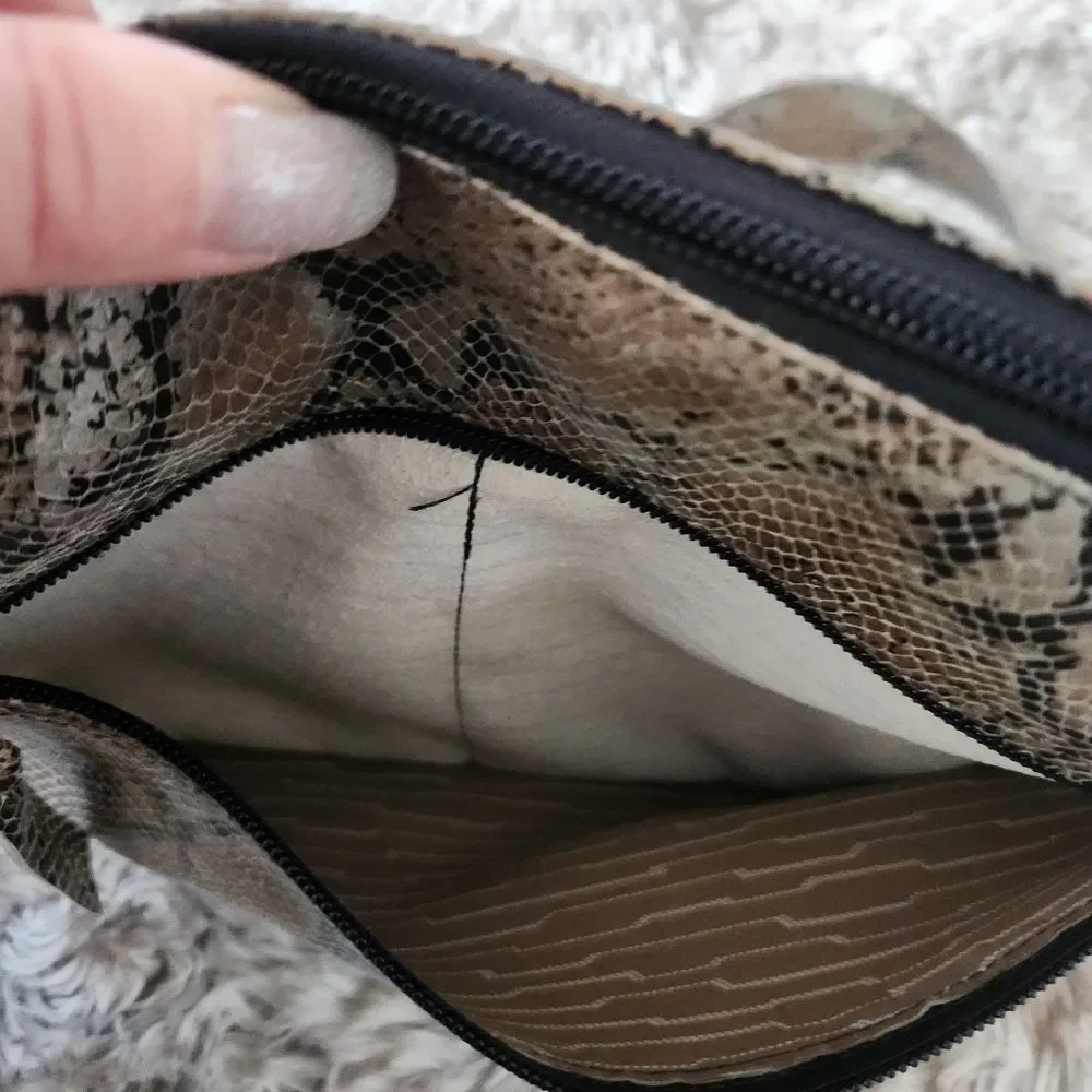 The House of Leather Handmade‎ Genuine Leather Crossbody Bag Metallic Snakeskin